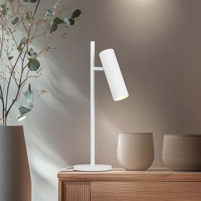 White table lamp modern, Sieb, with switch