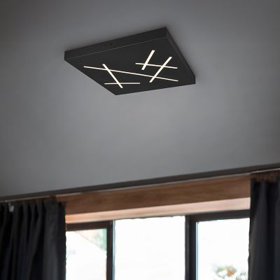Black flush ceiling light design, Eelco, 24W, warm to cold white adjustable LED, 3-step dimmable