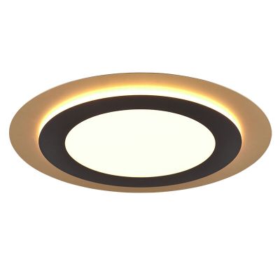 Black flush ceiling light modern, Frans, 42W, warm to cold white adjustable LED, with remote control