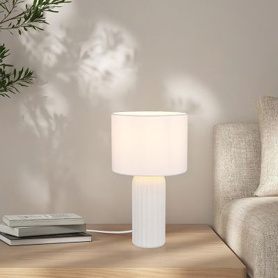Ceramic table lamp white, Nannette, with switch