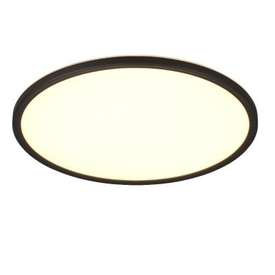 Black flush ceiling light modern, Jeltje, 22W, warm to cold white adjustable LED, with remote control