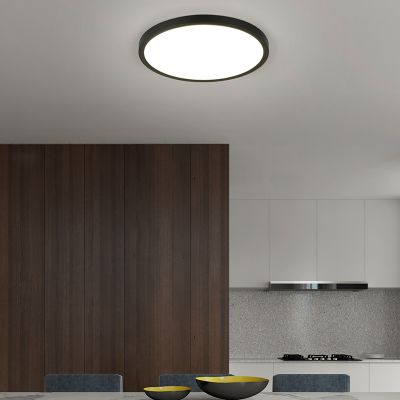 Black flush ceiling light modern, Zayd, 30W, white switch LED, 3-step dimmable