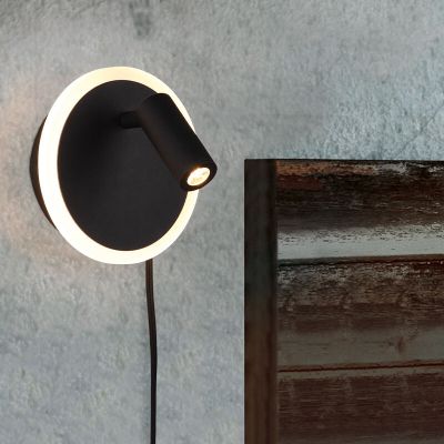 Black wall light modern, Sirias, 5W, 3000K LED, with switch