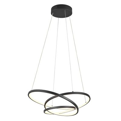 Black pendant light design, Teodore, 34W, white switch LED, 3-step dimmable
