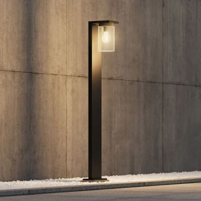 Black outdoor floor lamp with dusk to dawn sensor modern, Yves, IP44