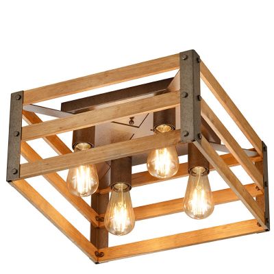 Wood flush ceiling light brown, Ekon