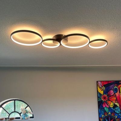 Black flush ceiling light modern, Robon, 37W, 3000K LED