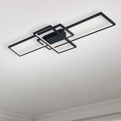 Anthracite flush ceiling light modern, Jetse, 36W, RGBW LED, with remote control