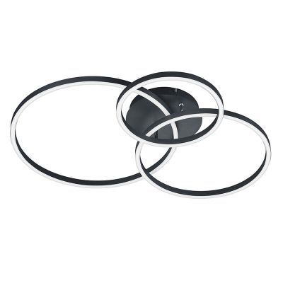 Black flush ceiling light modern, Elze, 28W, RGBW LED, with remote control