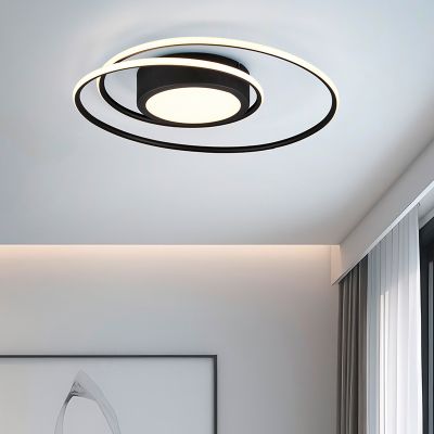 Black flush ceiling light modern, Elysa, 56W, warm to cold white adjustable LED, with remote control