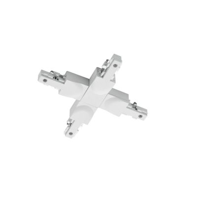 White cross connector for 2-phase track lighting