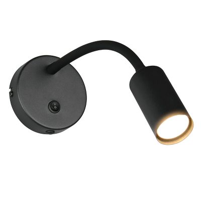 Black wall light modern, Suradj, with switch