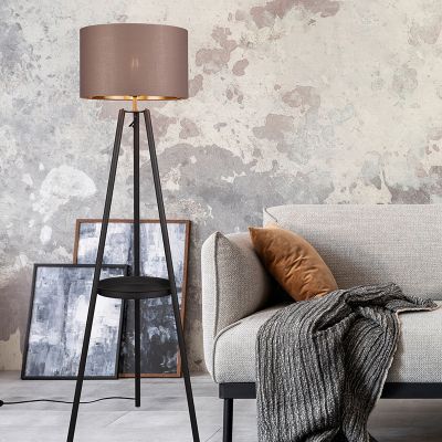 Taupe tripod floor lamp modern, Wendel, with switch