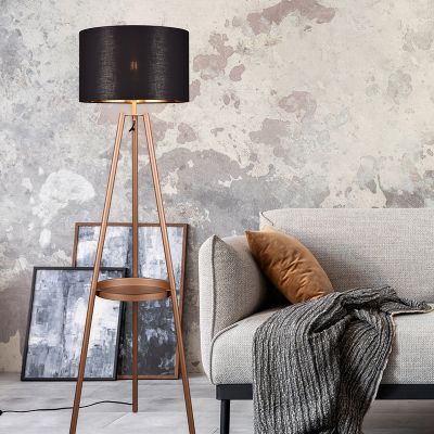 Brown tripod floor lamp modern, Wendel, with switch