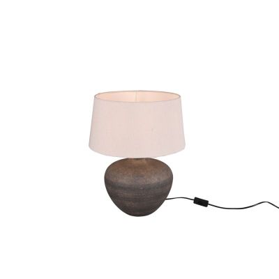 Ceramic table lamp brown, Ulo, with switch