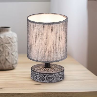 Ceramic table lamp grey, Lola, with switch