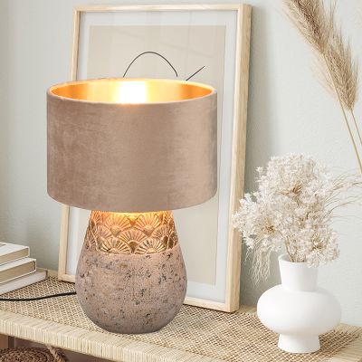 Grey table lamp oriental, Selim, with switch