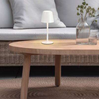 White rechargeable table lamp metal, Priya, 1,6W, warm to cold white adjustable LED, 3-step dimmable