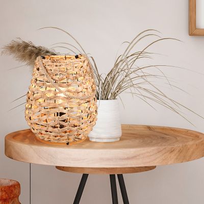 Rattan table lamp brown, Lycke, with switch