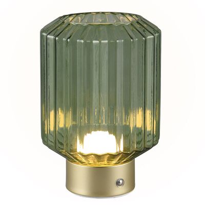 Brass rechargeable table lamp retro, Tamer, 2W, 3000K LED, with touch dimmer