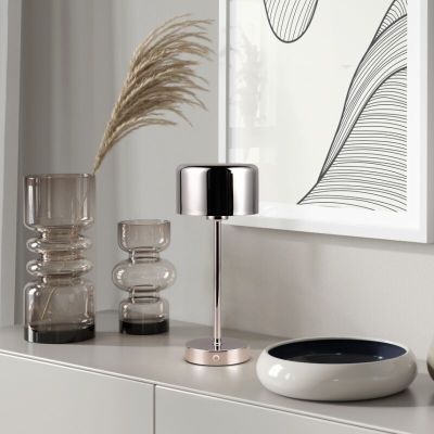 Chrome rechargeable table lamp modern, Dustin, 1W, 3000K LED, with touch dimmer