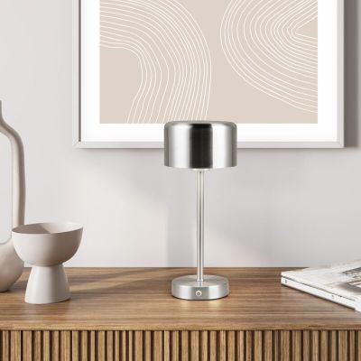 Nickel rechargeable table lamp modern, Dustin, 1W, 3000K LED, with touch dimmer