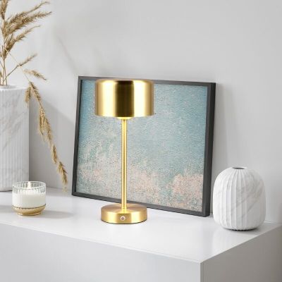 Brass rechargeable table lamp modern, Dustin, 1W, 3000K LED, with touch dimmer
