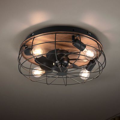 Black ceiling fan modern, Roberto, with remote control