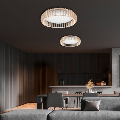 White flush ceiling light modern, Bilge, 38W, warm to cold white adjustable LED, with remote control