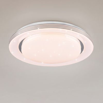 White flush ceiling light modern, Alpha, 18W, warm to cold white adjustable LED, with remote control