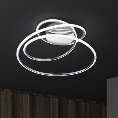 Chrome flush ceiling light design, Marell, 36W, 4000K LED, 3-step dimmable