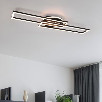 Black flush ceiling light modern, Jadon, 30W, warm to cold white adjustable LED