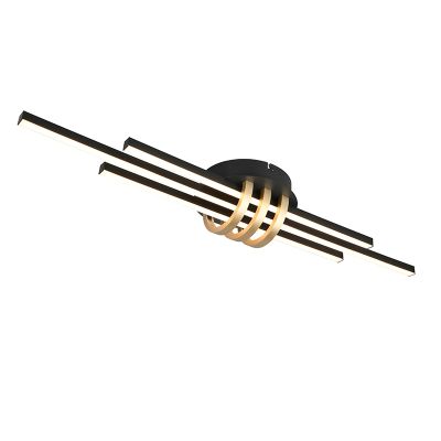 Black flush ceiling light modern, Saloua, 20W, 3000K LED, 3-step dimmable