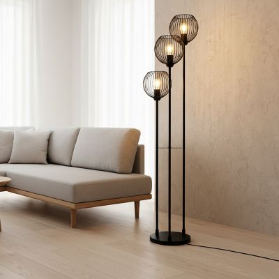 Industrial floor lamp black, Wiro, with switch