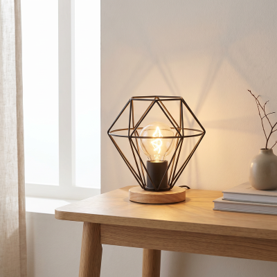 Industrial table lamp black, Jochem, with switch
