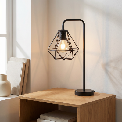 Industrial table lamp black, Jochem, with switch