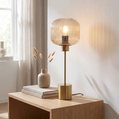 Design table lamp amber, Charlois, with switch