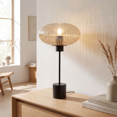 Design table lamp amber, Charlois, with switch