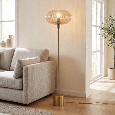 Design floor lamp amber, Charlois, with switch