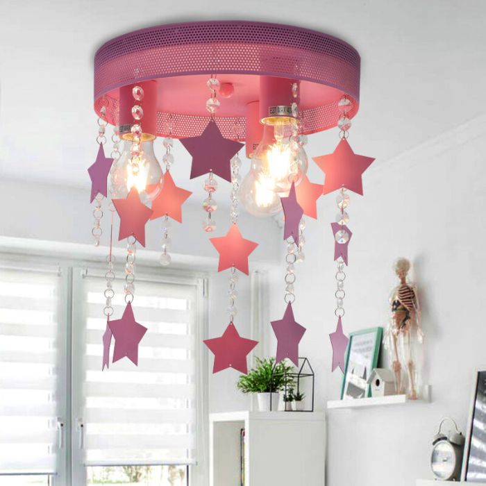 Metal kid's ceiling light pink, Doenja