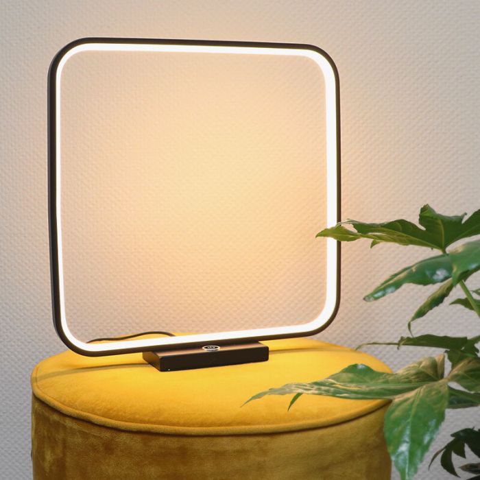 Modern table lamp black, Diogo, 8W, 3000K LED, with touch dimmer