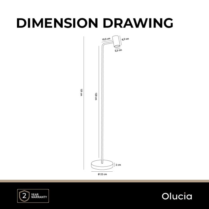 Modern floor lamp black, Carlos, with switch