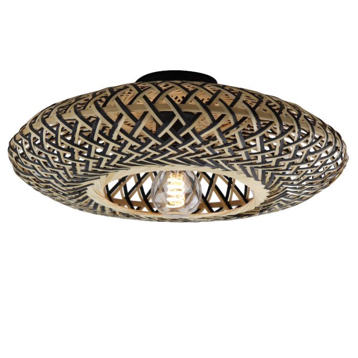 Rattan flush ceiling light brown, Heimen