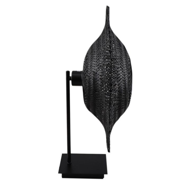 Rattan table lamp black, Cordoba, with switch