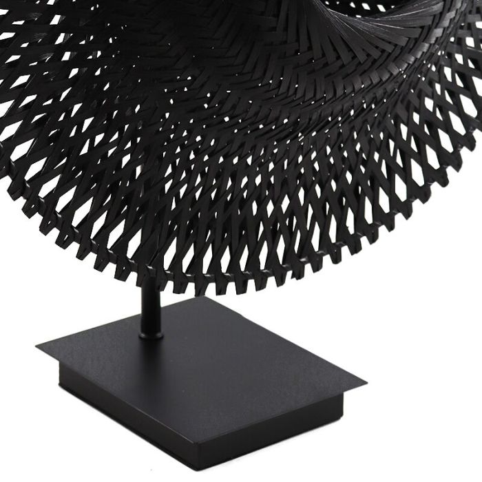 Rattan table lamp black, Cordoba, with switch
