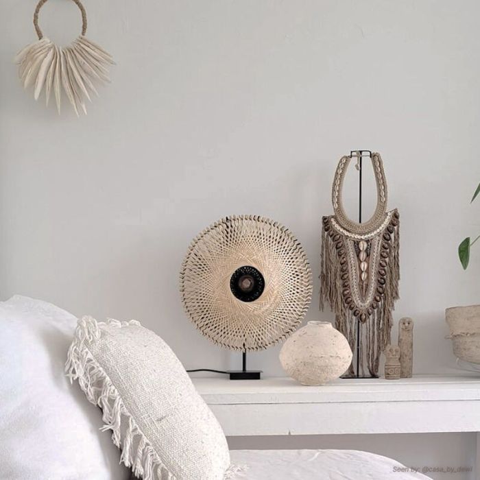 Rattan table lamp brown, Cordoba, with switch