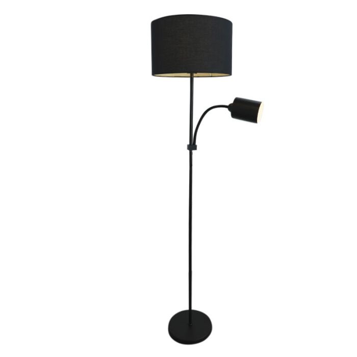 Modern reading floor lamp black, Zev, with switch