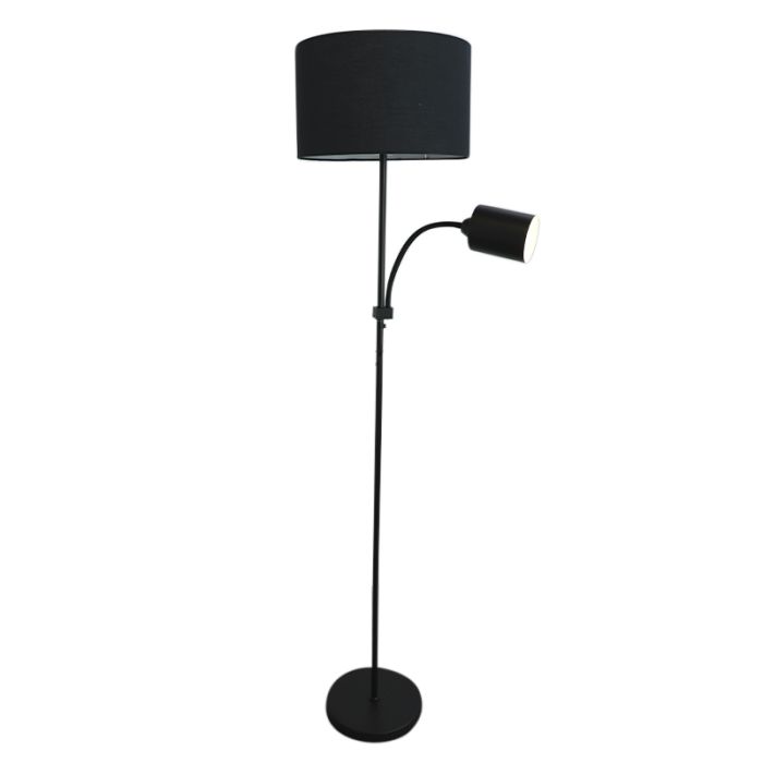 Modern reading floor lamp black, Zev, with switch