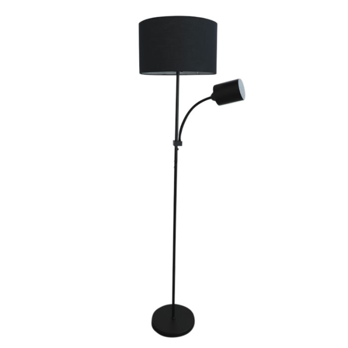 Modern reading floor lamp black, Zev, with switch