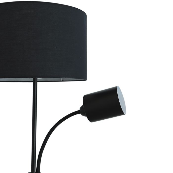 Modern reading floor lamp black, Zev, with switch